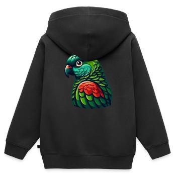 Grünwangen-Conure Niedlicher Conure-Papagei - Kinder Premium Organic Zip Hoodie - Schwarz - Hinten - AI Model Kid Male (0cm)