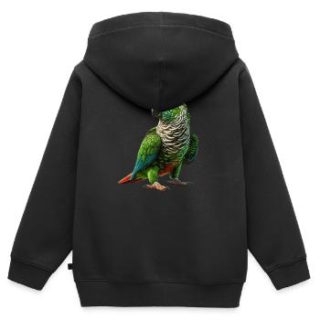 Grünwangen-Conure-Zeichnung Conure-Papagei - Kinder Premium Organic Zip Hoodie - Schwarz - Hinten - AI Model Kid Male (0cm)