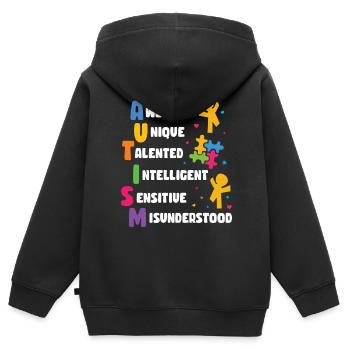 Autismus Awareness Day Autist Geschenk - Kinder Premium Organic Zip Hoodie - Schwarz - Hinten - AI Model Kid Male (0cm)