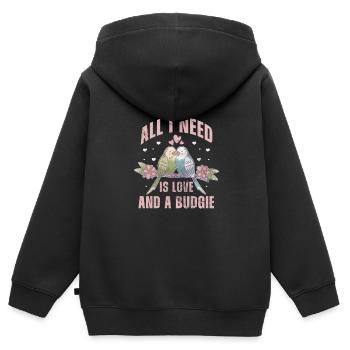 Wellensittich - Kinder Premium Organic Zip Hoodie - Schwarz - Hinten - AI Model Kid Male (0cm)