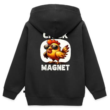 Lustiges Huhn Huhn Lustiges Bild - Kinder Premium Organic Zip Hoodie - Schwarz - Hinten - AI Model Kid Male (0cm)