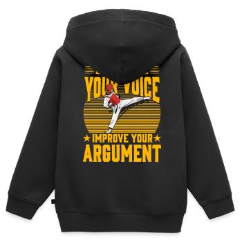 Erheben Sie nicht Ihre Stimme, verbessern Sie Ihre Argumentation - Kinder Premium Organic Zip Hoodie - Schwarz - Hinten - AI Model Kid Male (0cm)