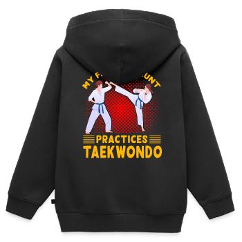 Meine Lieblingstante trainiert Taekwondo - Kinder Premium Organic Zip Hoodie - Schwarz - Hinten - AI Model Kid Male (0cm)