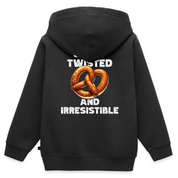 Bretzel citation bretzel cadeaux - Sweat Premium à capuche zippé enfant bio - noir - Dos - AI Model Kid Male (0cm)