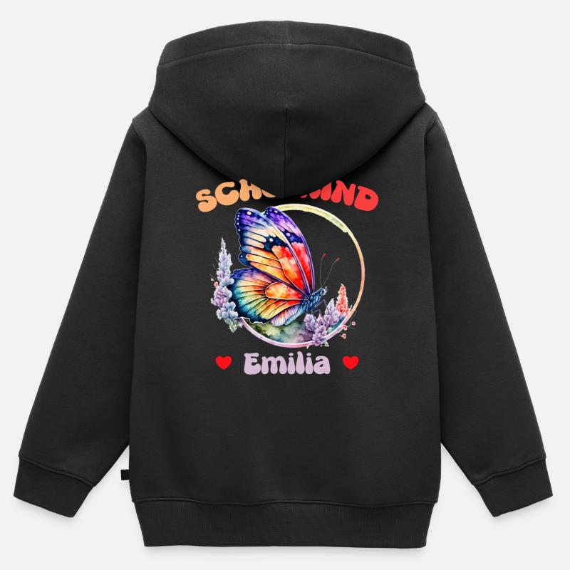 Schulkind Einschulung 1 - Kinder Premium Organic Zip Hoodie - Schwarz