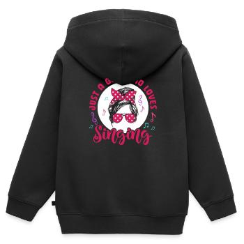 Chanteur chanteur chanteur musicien cadeau - Sweat Premium à capuche zippé enfant bio - noir - Dos - AI Model Kid Male (0cm)