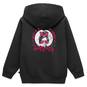 Sänger - Kinder Premium Organic Zip Hoodie - Schwarz - Hinten - AI Model Kid Male (0cm)