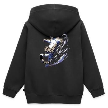 Snow Leopard Leopard White Leopard - Kids Premium Organic Zip-up Hoodie - black - Back - AI Model Kid Male (0cm)