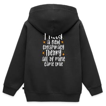 Conspiration théorie du complot cadeau - Sweat Premium à capuche zippé enfant bio - noir - Dos - AI Model Kid Male (0cm)