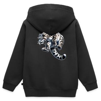 Snow Leopard Leopard White Leopard - Kids Premium Organic Zip-up Hoodie - black - Back - AI Model Kid Male (0cm)