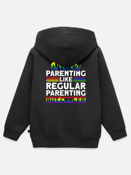 Gay Parents Gay Pride Family Queer Parents - Kids Premium Organic Zip-up Hoodie - black
