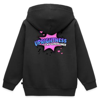 Aufrichtigkeit Ist Meine Superkraft Eigenschaft - Kinder Premium Organic Zip Hoodie - Schwarz - Hinten - AI Model Kid Male (0cm)