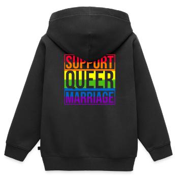 Mariage Gay Pride Mariage Gay - Sweat Premium à capuche zippé enfant bio - noir - Dos - AI Model Kid Male (0cm)