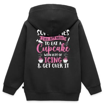 Cupcake - Kinder Premium Organic Zip Hoodie - Schwarz - Hinten - AI Model Kid Male (0cm)