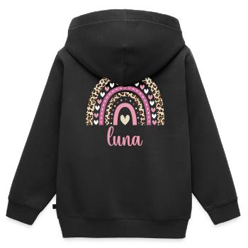 Luna Regenbogen Name Geburtstag Luna - Kinder Premium Organic Zip Hoodie - Schwarz - Hinten - AI Model Kid Male (0cm)