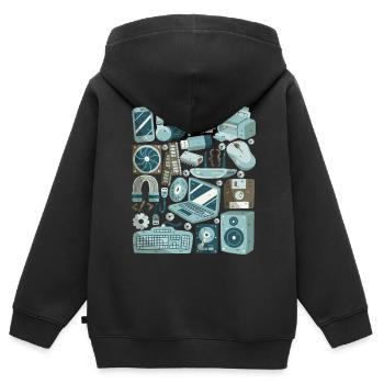 Computer - Kinder Premium Organic Zip Hoodie - Schwarz - Hinten - AI Model Kid Male (0cm)