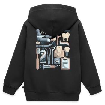 Zahnarzt - Kinder Premium Organic Zip Hoodie - Schwarz - Hinten - AI Model Kid Male (0cm)