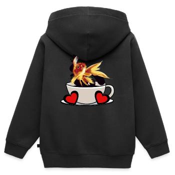 Kaffee Pause Fisch Koffein Erfrischung Fantasy - Kinder Premium Organic Zip Hoodie - Schwarz - Hinten - AI Model Kid Male (0cm)