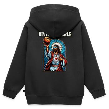 Funny Jump Shot Jesus Christian Basketball Gift - Kids Premium Organic Zip-up Hoodie - black - Back - AI Model Kid Male (0cm)