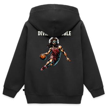 Funny Jump Shot Jesus Christian Basketball Gift - Kids Premium Organic Zip-up Hoodie - black - Back - AI Model Kid Male (0cm)