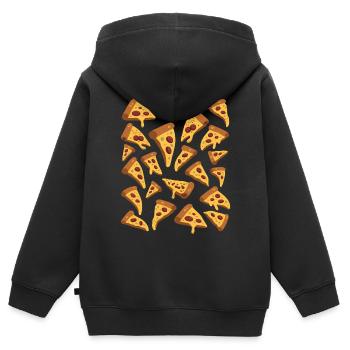 Pizza - Kinder Premium Organic Zip Hoodie - Schwarz - Hinten - AI Model Kid Male (0cm)