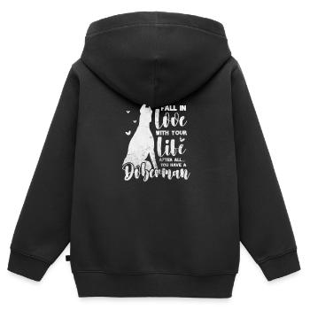 Dobermann - Kinder Premium Organic Zip Hoodie - Schwarz - Hinten - AI Model Kid Male (0cm)