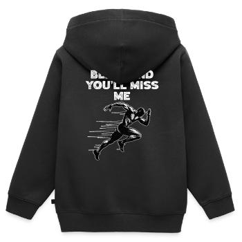 Bahnläufer Sprinter Sprint 100m Sprinter - Kinder Premium Organic Zip Hoodie - Schwarz - Hinten - AI Model Kid Male (0cm)