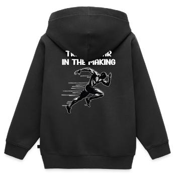 Bahnläufer Sprinter Sprint 100m Sprinter - Kinder Premium Organic Zip Hoodie - Schwarz - Hinten - AI Model Kid Male (0cm)