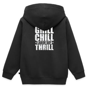 Grill Chill Labor Day Thrill - Kinder Premium Organic Zip Hoodie - Schwarz - Hinten - AI Model Kid Male (0cm)