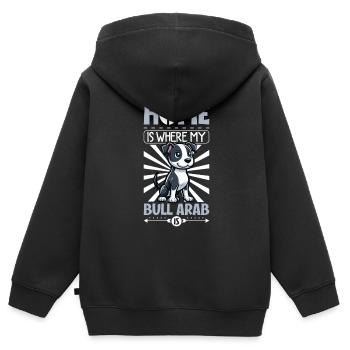 Zuhause - Bull Arab - Kinder Premium Organic Zip Hoodie - Schwarz - Hinten - AI Model Kid Male (0cm)