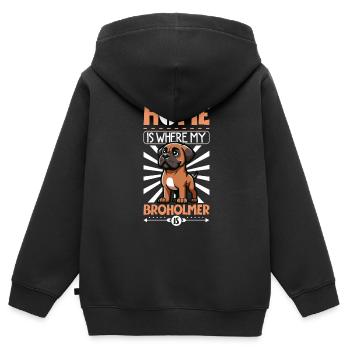 Page d’accueil - Broholmer - Sweat Premium à capuche zippé enfant bio - noir - Dos - AI Model Kid Male (0cm)