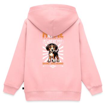 Accueil - Jura Hound - Sweat Premium à capuche zippé enfant bio - rose - Dos - AI Model Kid Female (0cm)