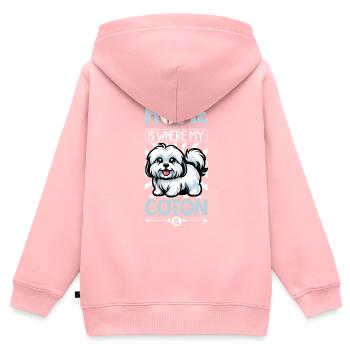 Accueil - Coton de Tuléar - Sweat Premium à capuche zippé enfant bio - rose - Dos - AI Model Kid Female (0cm)