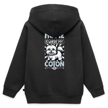 Accueil - Coton de Tuléar - Sweat Premium à capuche zippé enfant bio - noir - Dos - AI Model Kid Male (0cm)
