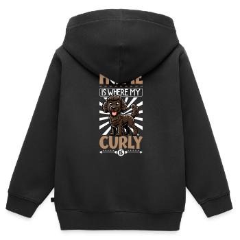 Home - Curly-coated Retriever - Kids Premium Organic Zip-up Hoodie - black - Back - AI Model Kid Male (0cm)