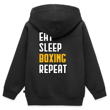 Mangez dormir Boxe Répétez - Sweat Premium à capuche zippé enfant bio - noir - Dos - AI Model Kid Male (0cm)