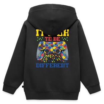 Journée de sensibilisation à l’autisme Cadeau autiste - Sweat Premium à capuche zippé enfant bio - noir - Dos - AI Model Kid Male (0cm)