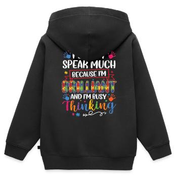 Autismus - Kinder Premium Organic Zip Hoodie - Schwarz - Hinten - AI Model Kid Male (0cm)
