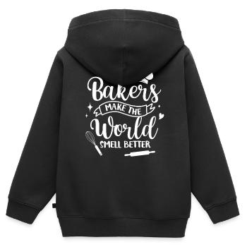 Bäcker Bäckerein Backwaren Backen Geschenk - Kinder Premium Organic Zip Hoodie - Schwarz - Hinten - AI Model Kid Male (0cm)