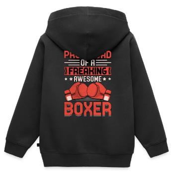 Fier papa d’un boxeur génial - Sweat Premium à capuche zippé enfant bio - noir - Dos - AI Model Kid Male (0cm)
