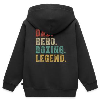 Papa Held Boxlegende - Kinder Premium Organic Zip Hoodie - Schwarz - Hinten - AI Model Kid Male (0cm)
