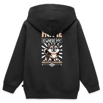 Page d’accueil - Hälleforshund - Sweat Premium à capuche zippé enfant bio - noir - Dos - AI Model Kid Male (0cm)