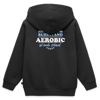 Pensionné Retraité Aérobic - Sweat Premium à capuche zippé enfant bio - noir - Dos - AI Model Kid Male (0cm)