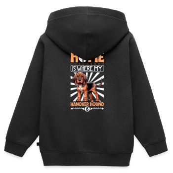 Home - Hanoverian Sweathound - Kids Premium Organic Zip-up Hoodie - black - Back - AI Model Kid Male (0cm)