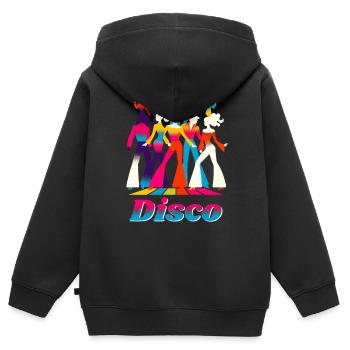 Disco Musik - Kinder Premium Organic Zip Hoodie - Schwarz - Hinten - AI Model Kid Male (0cm)