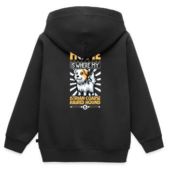 Zuhause - Rauhhaarige Istrianer Bracke - Kinder Premium Organic Zip Hoodie - Schwarz - Hinten - AI Model Kid Male (0cm)