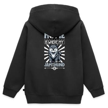 Page d’accueil - Jämthund - Sweat Premium à capuche zippé enfant bio - noir - Dos - AI Model Kid Male (0cm)