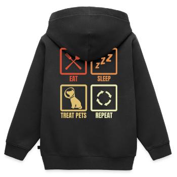 Essen Schlafen Tiere behandeln - Kinder Premium Organic Zip Hoodie - Schwarz - Hinten - AI Model Kid Male (0cm)