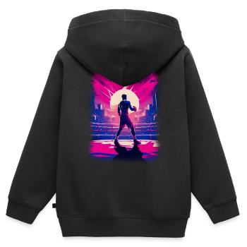 Boxen - Kinder Premium Organic Zip Hoodie - Schwarz - Hinten - AI Model Kid Male (0cm)