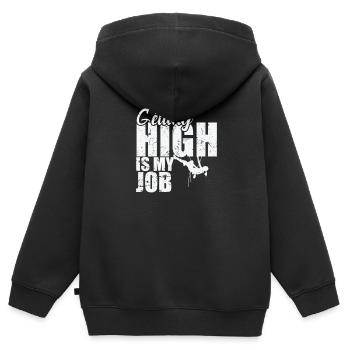 Se défoncer, c’est mon boulot Escalade de bloc - Sweat Premium à capuche zippé enfant bio - noir - Dos - AI Model Kid Male (0cm)